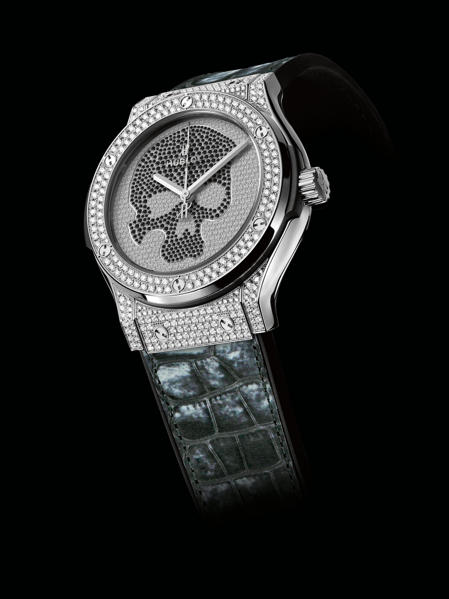 Replica Hublot 2014 New Classic Fusion Skull Bang Pavé Titanium 511.NX.9000.LR.1704.SKULL Replica Watch